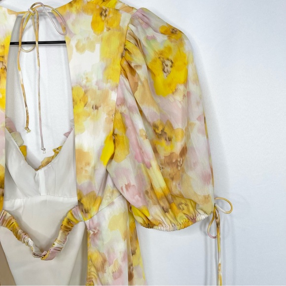 NEW For Love & Lemons Zinna Yellow Floral Mini Dress - Picture 9 of 13
